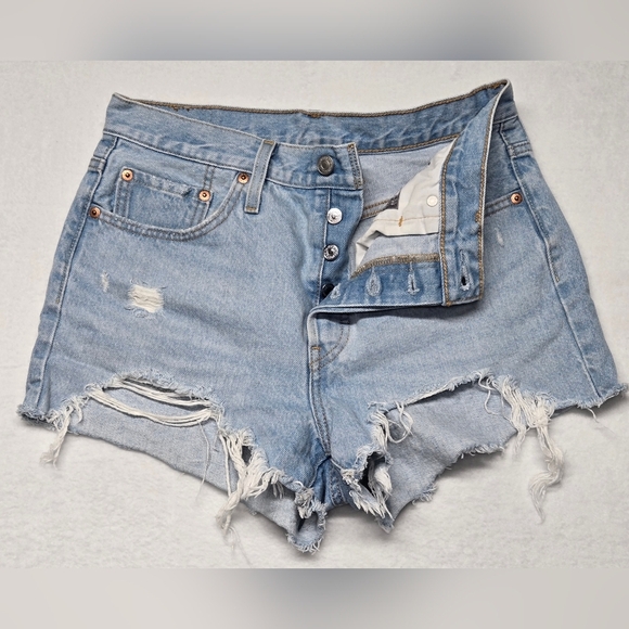 Levi's Pants - Levi Strauss & Co 501 Jeans Shorts Denim 28 Distressed Button Fly Cotton